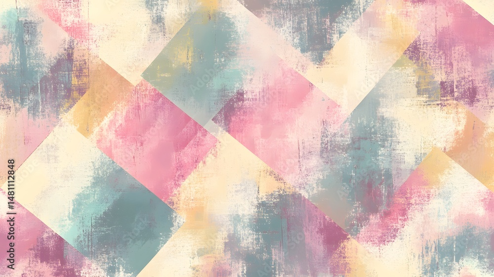 Fototapeta premium Abstract geometric pattern design with soft color palette.
