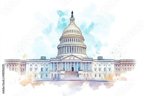 Watercolor Capitol Building (6)