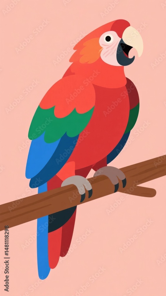 Fototapeta premium Colorful Parrot Perched on a Branch