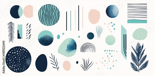 Abstract shapes and textures in pastel colors