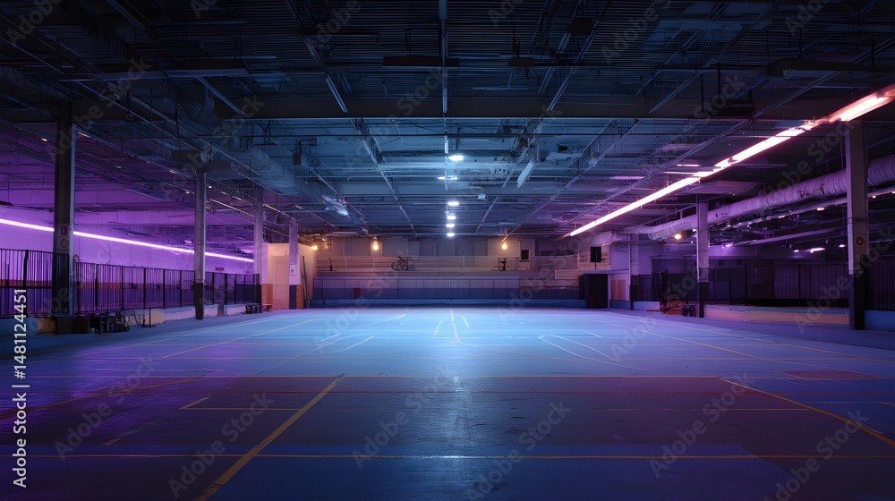 Experience a Roller Derby Track Illuminated by Fluorescent Lighting Safety Barriers for High Speed Action Experience a Roller Derby Track Illuminated by Fluorescent Lighting Safety Barriers for High Speed Action