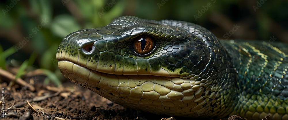 Naklejka premium Isolated Green Anaconda