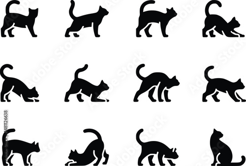 Cat Lover Icon Adorable Feline Silhouette Simple Clean Vector Set for Designers