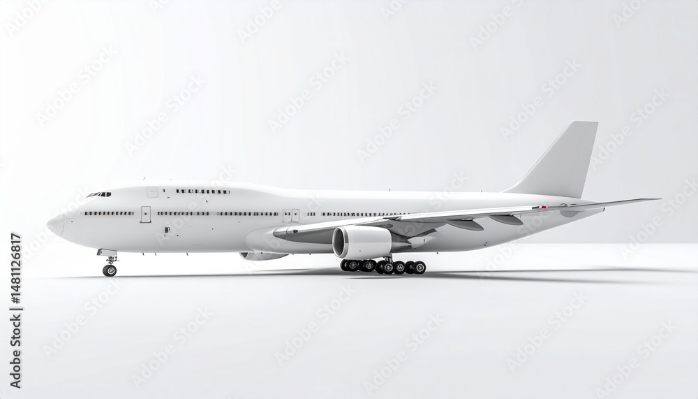 White Boeing 747 Side View Mockup White Boeing 747 Side View Mockup