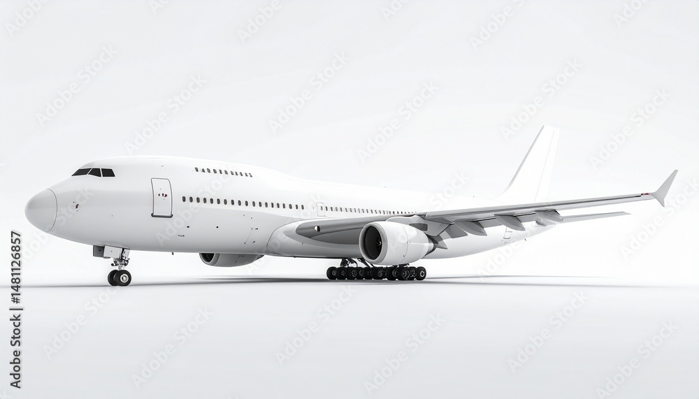 Fototapeta premium White Boeing 747 Side View Mockup