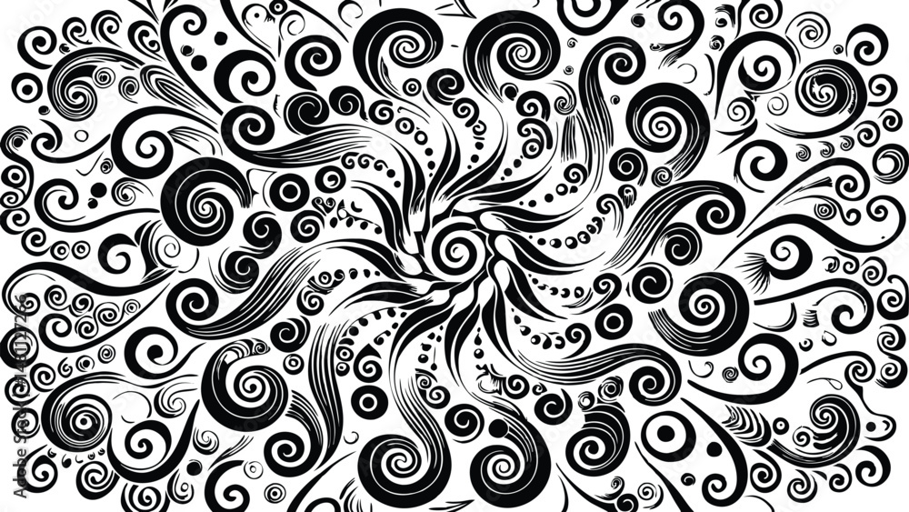 Intricate Black Swirls and Curls on a White Background Intricate Black Swirls and Curls on a White Background