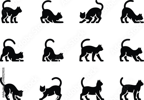 Cat Lover Icon Adorable Feline Silhouette Simple Clean Vector Set for Designers