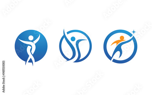 Healthy life Human fit sport logo sign illustration v.14