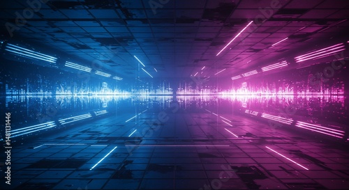 Neon Hallway Cyberpunk tunnel into the future