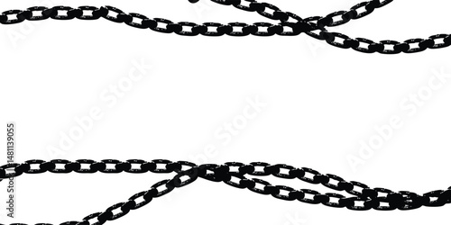 black chains hanging on white background creating a frame