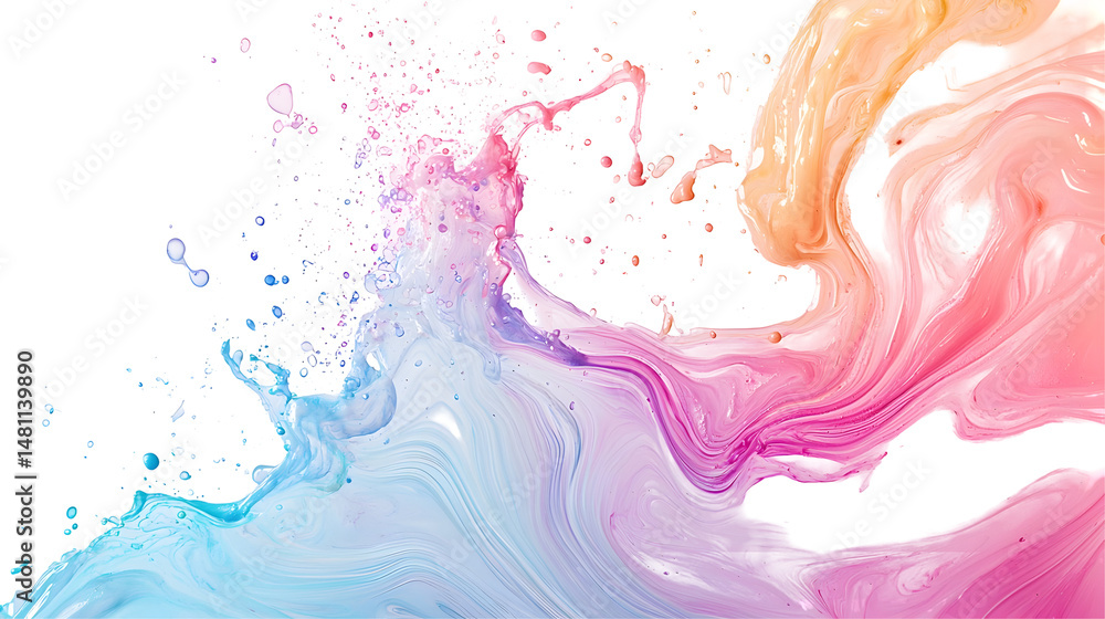 Fototapeta premium Colorful pigments colliding in a stunning display against a black backdrop