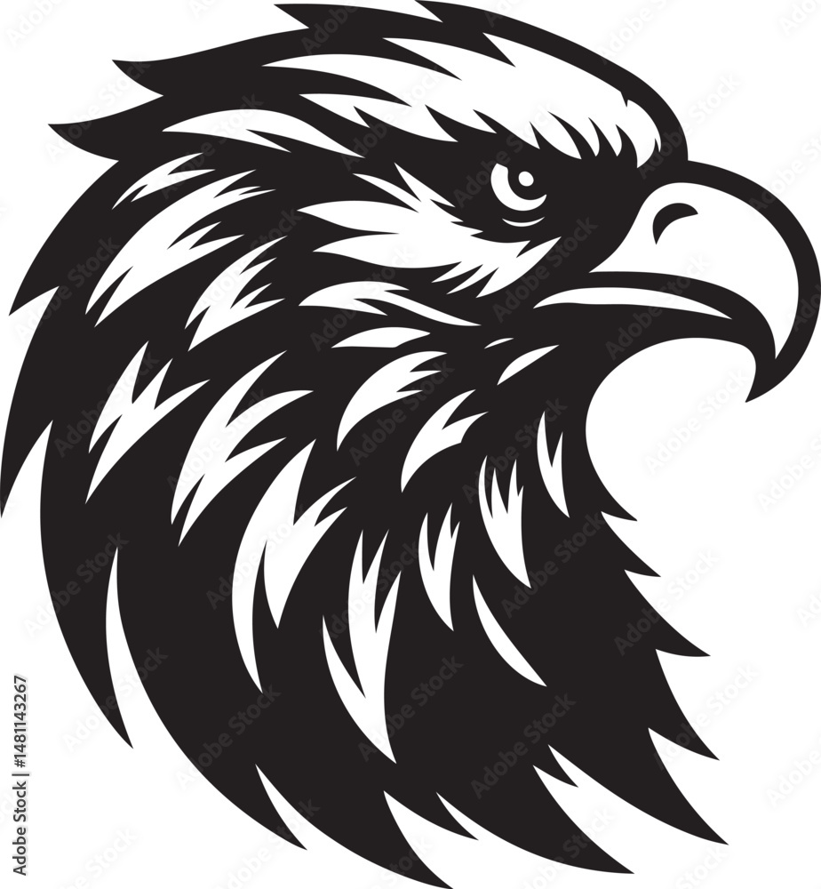 Obraz premium Eagle head silhouette logo icon vector art illustration design template