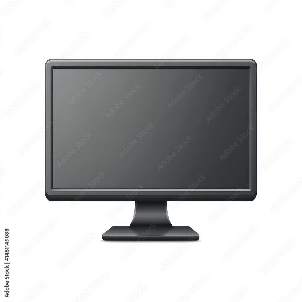 A sleek black monitor with a dark screen, isolated on white background A sleek black monitor with a dark screen, isolated on white background