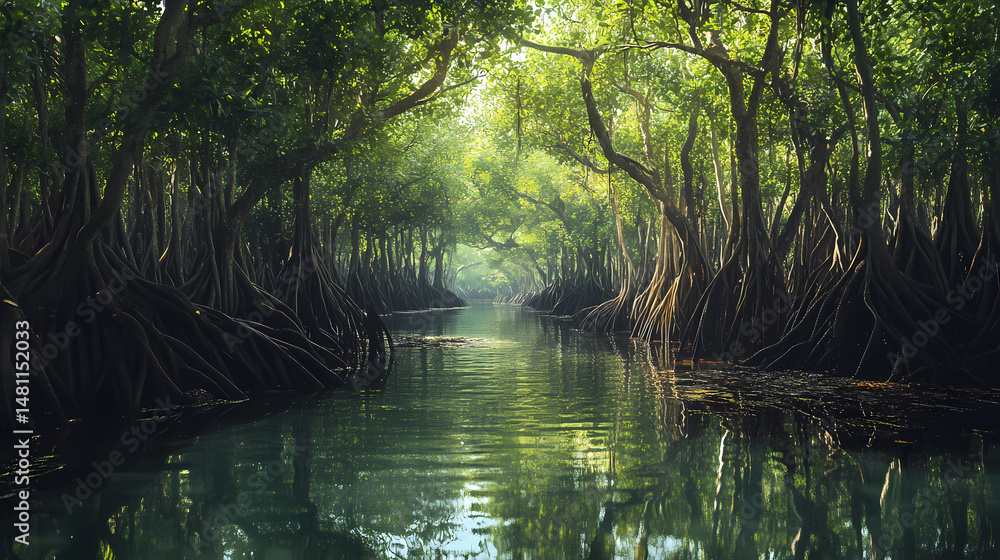 Obraz premium tranquil mangrove dense scenery