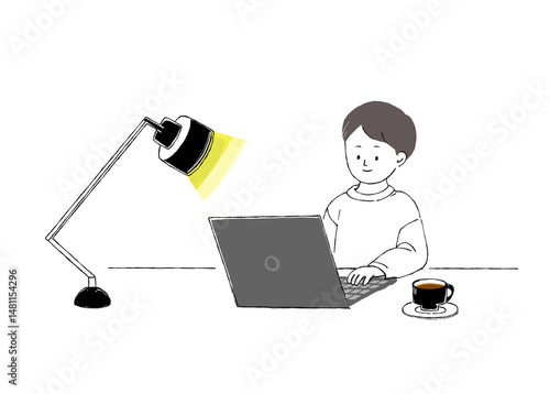 夜にPC作業する人