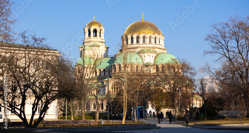 Obraz na płótnie View of the Cathedral of St. Alexander Nevsky. Majestic Temple Monument in the Sofia w salonie