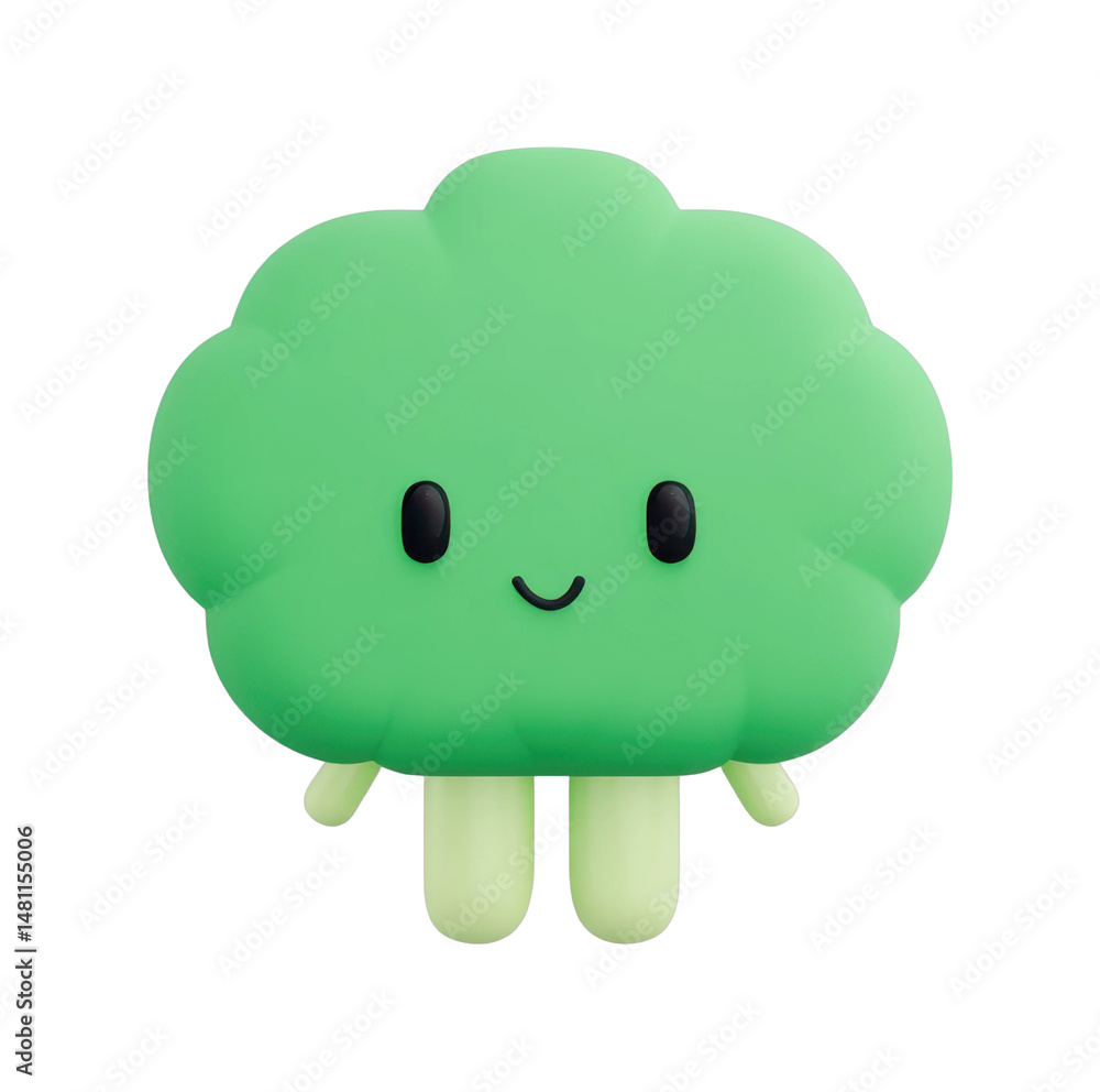 Cute green cartoon character with happy smile and simple design, cut out - stock png. Cute green cartoon character with happy smile and simple design, cut out - stock png.