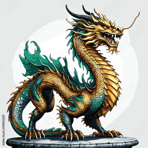 dragon vector art comic book style
