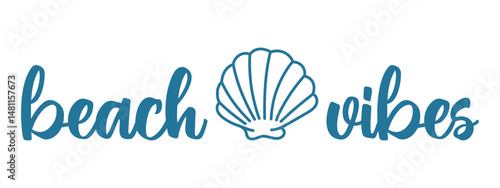Beach vibes SVG design with handwritten text and seashell illustration. Perfect for summer quotes, t-shirts, vinyl crafts, and tropical-themed decor.

