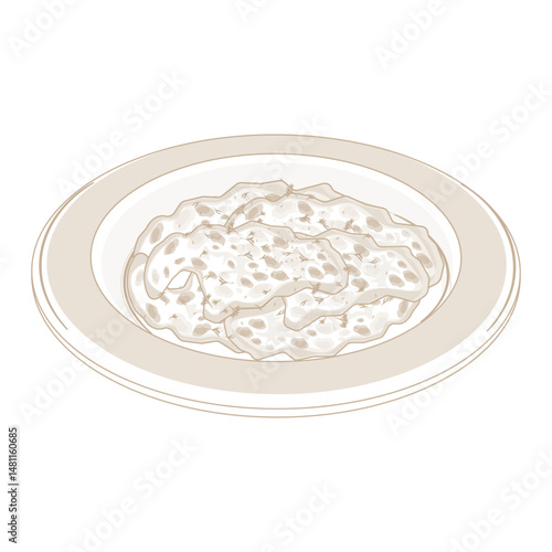 Vector Illustration Logo Line art Healthy Food Scrambled Eggs or omelet