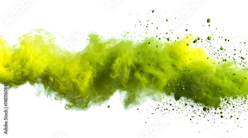 Captivating spectacle of luminous, flowing yellow-green pigment against a stark backdrop