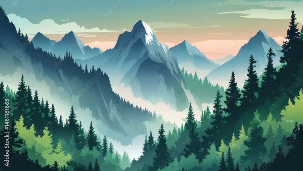 Obraz premium forest mountain background vector