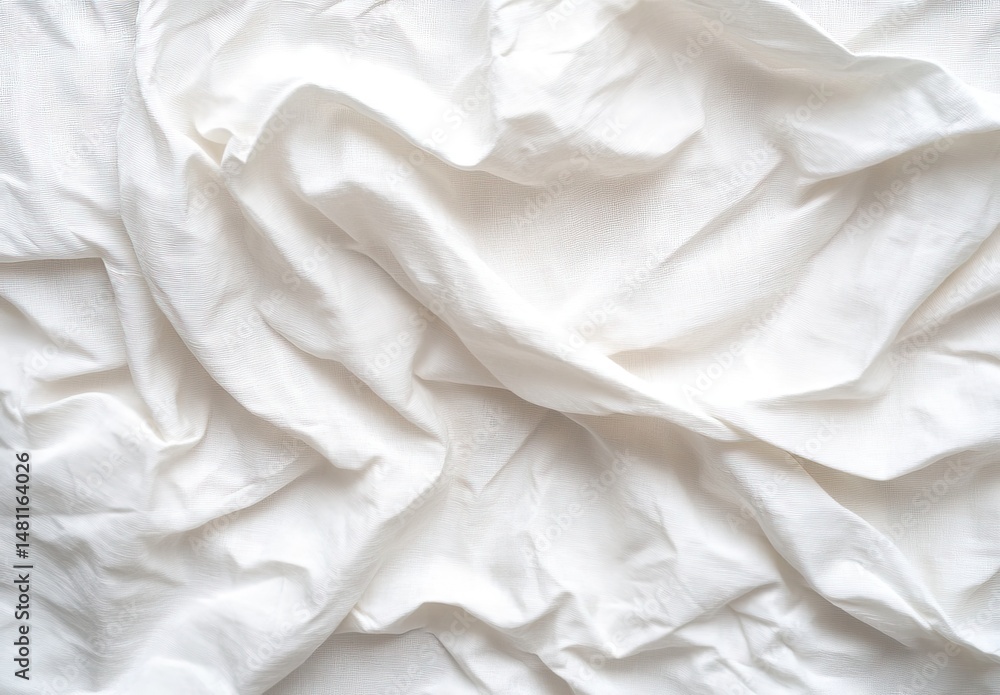 Soft, white fabric draped in folds Soft, white fabric draped in folds