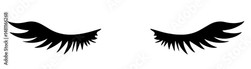 Silhouette of Closed Eyes with Long Eyelashes. Beauty, Lash Extension, Eyelash Art for Makeup, Spa and Skincare Branding