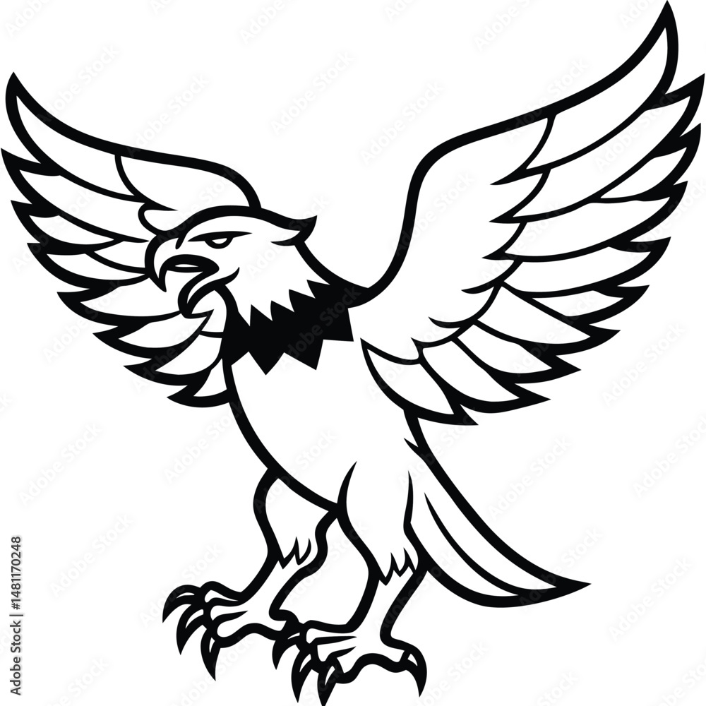 Obraz premium Majestic Black and White Eagle with Wings Spread Wide