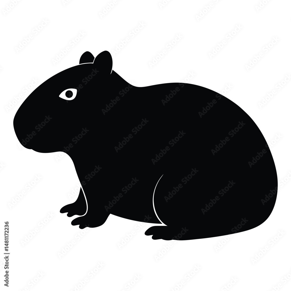 Fototapeta premium Capybara Resting Vector Silhouette