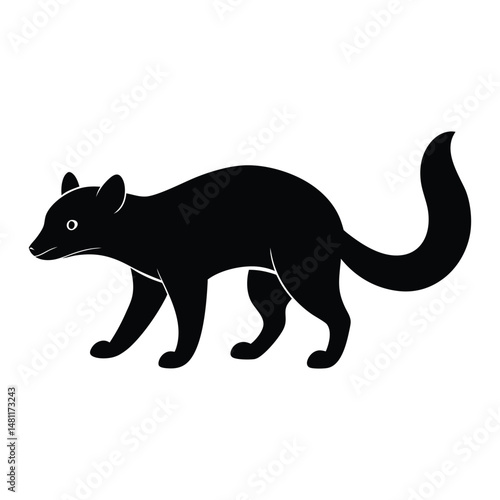 Civet Walking Stealthily Vector Silhouette