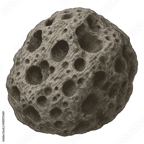 Volcanic Rock Vector – Rough Porous Lava Stone Isolated on White