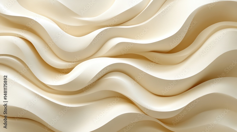 Obraz premium Abstract wavy, cream-colored surface. Fluid, flowing lines