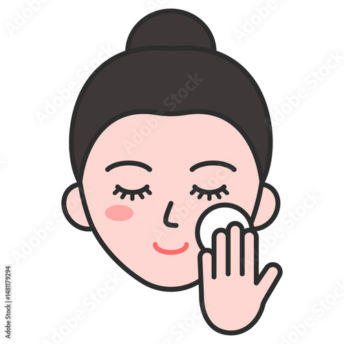 화장하는 여성 얼굴 아이콘