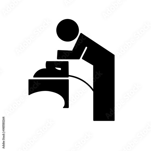 Silhouette of a person ironing 
