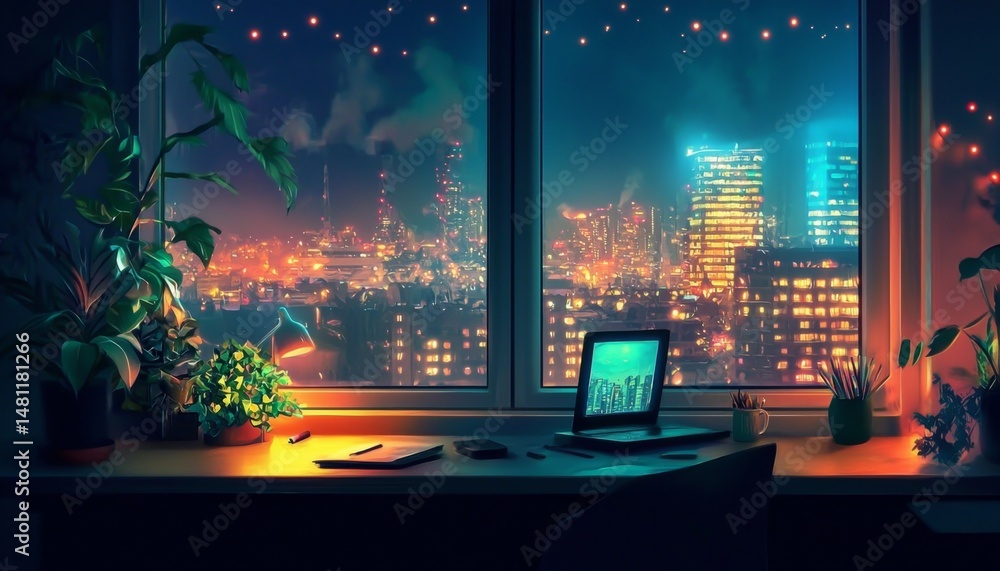 Tranquil Digital Painting of a Relaxed Apartment Tranquil Digital Painting of a Relaxed Apartment