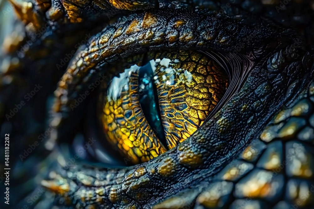 Fototapeta premium Stunning 3D Render of a Dragon Eye in Macro Photography