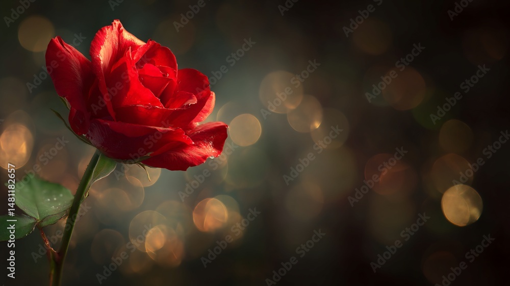 Obraz premium Red Rose with Bokeh Background