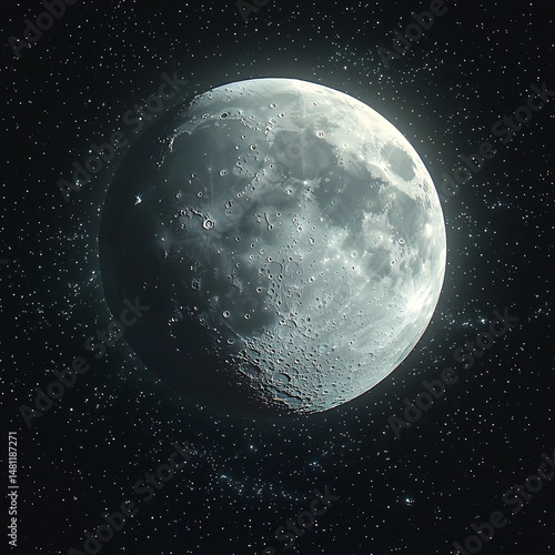 Conceptual diagram of synchronous rotation showing one Moon face toward Earth Moons Tidal Locking Orbital lock graphic Concept illustration Digital art