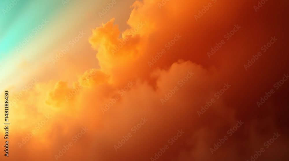 Fototapeta premium Dramatic Sky with Golden Clouds and Ethereal Light Rays
