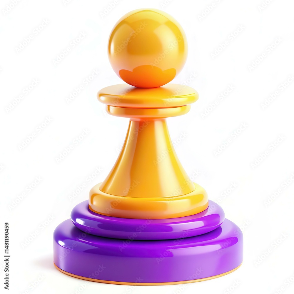 A colorful glossy pawn piece from a game, featuring a vibrant design with shades of yellow and purple against a white background. A colorful glossy pawn piece from a game, featuring a vibrant design with shades of yellow and purple against a white background.