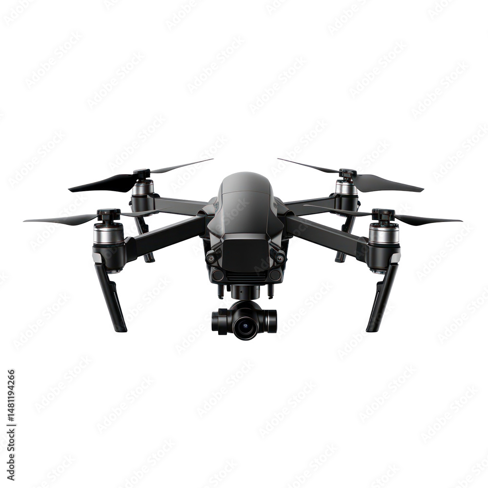 Professional Black Drone with Camera in Flight Isolated on Transparent Background
Professional Black Drone with Camera in Flight Isolated on Transparent Background