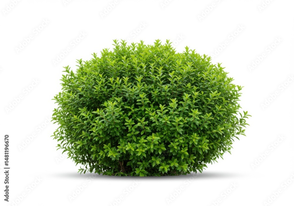 Fototapeta premium Isolated round shrub with vibrant foliage against a bright background area