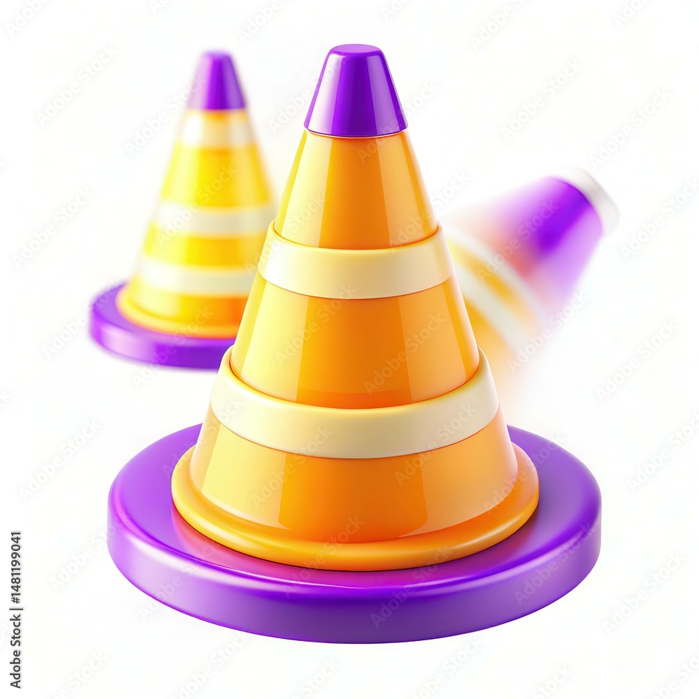 Colorful stacking cones with a modern design feature a vibrant orange and purple color scheme, creating an engaging and playful visual. Colorful stacking cones with a modern design feature a vibrant orange and purple color scheme, creating an engaging and playful visual.