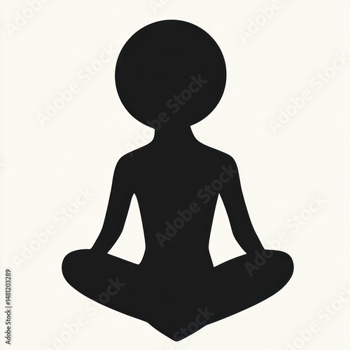 Silhouette of a person sitting cross-legged in a meditative posture on a plain light background symbolizing calm and mindfulness