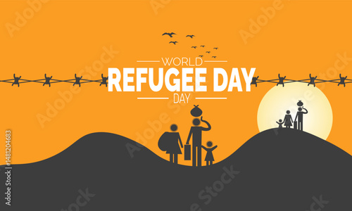 World Refugee Day. June 20. Refugee  Poster, Awareness 
 Banner, Card, Social Media Post, Card & Support Background Design Inspiration Vector Illustration