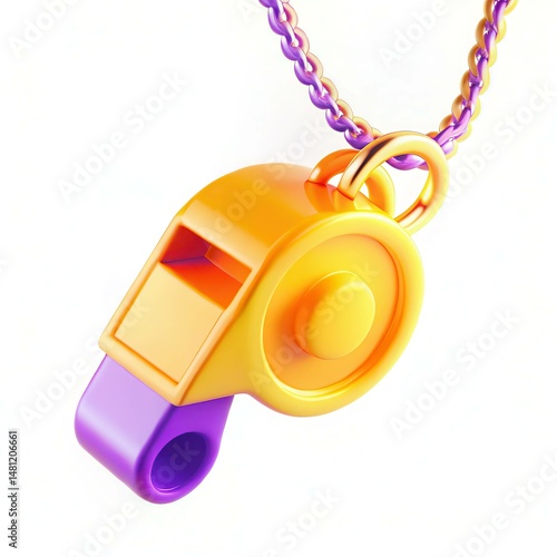 Wallpaper Mural A colorful whistle on a chain with a modern design, featuring a vibrant yellow and purple color scheme. Torontodigital.ca