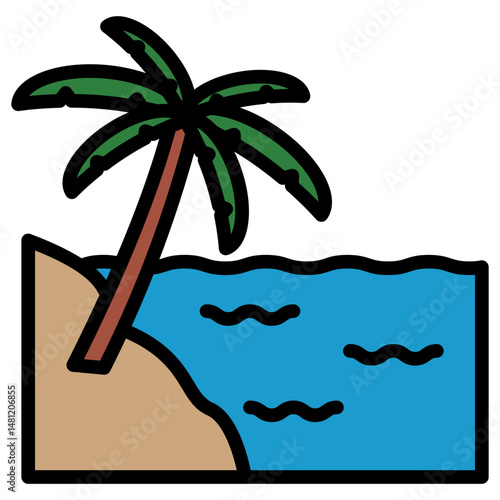 palm tree on the beach icon
