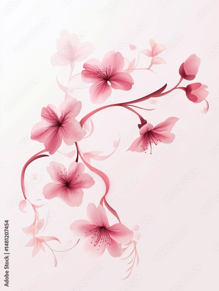 Fototapeta premium Free hand drawn cherry blossom white background