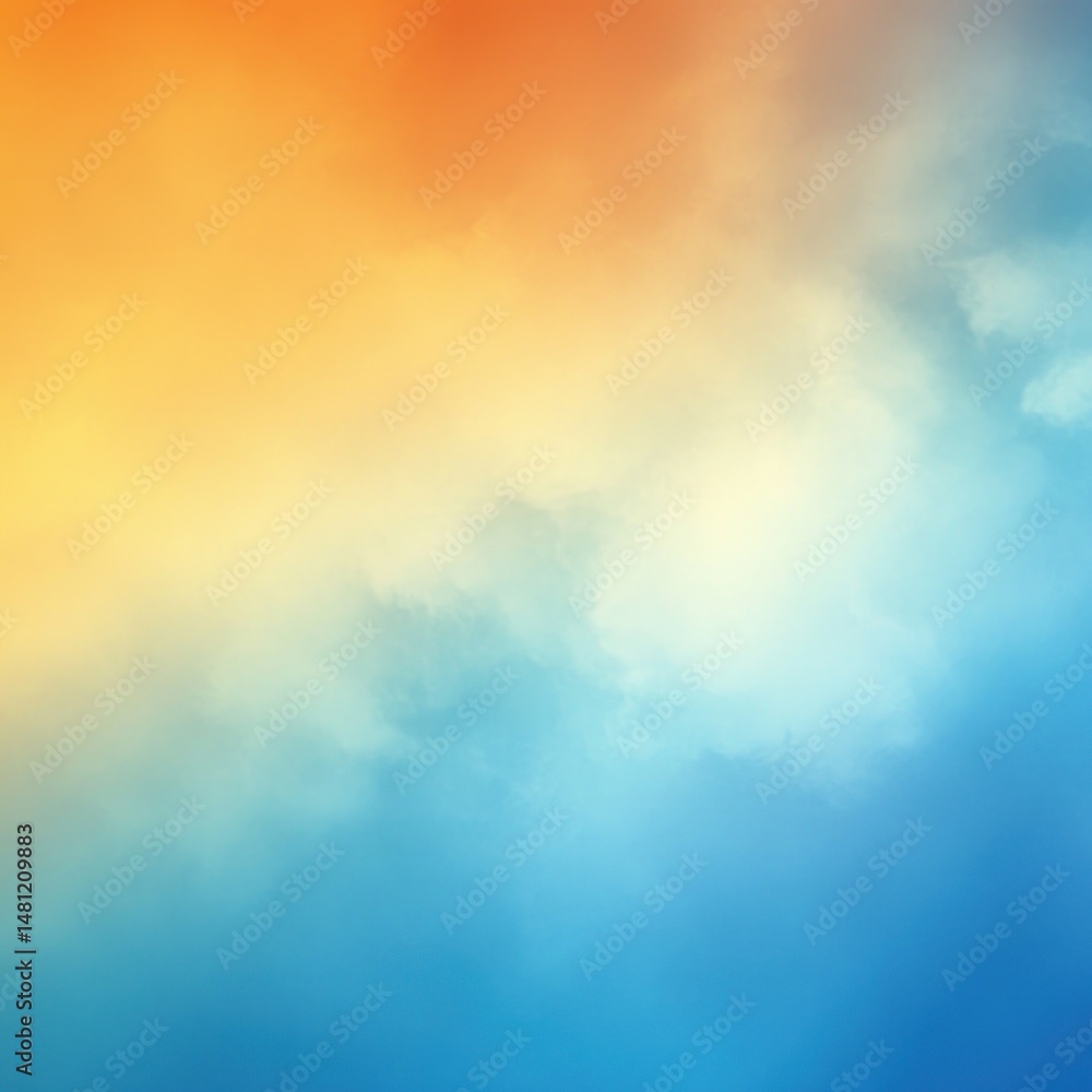 Obraz premium Soft smooth gradient background blending warm golden orange with cool sky blue colors evoking calm and warmth